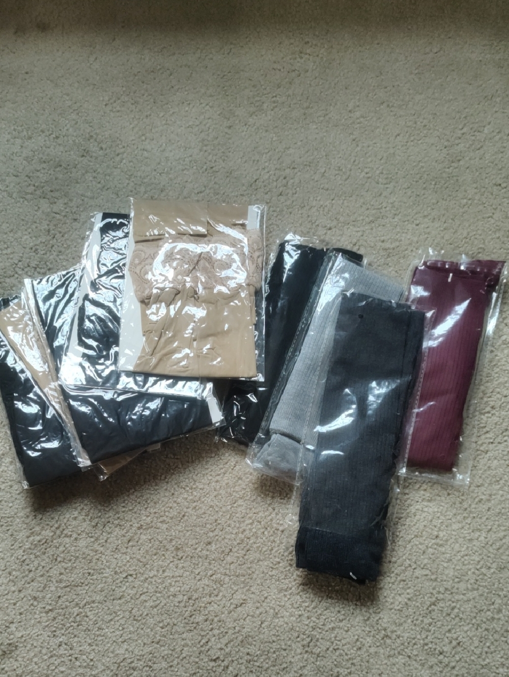 Assorted Women’s Hosiery & Socks - Black, Gray, Beige, Burgundy